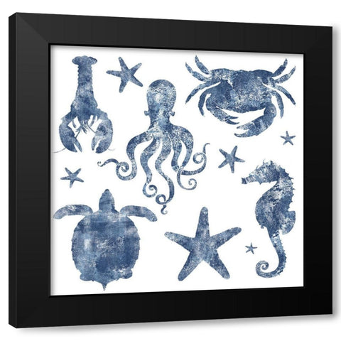 Marine Life Grouping Repeat Black Modern Wood Framed Art Print with Double Matting by Lavoie, Tina