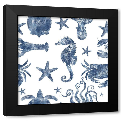 Marine Life Repeating Black Modern Wood Framed Art Print with Double Matting by Lavoie, Tina