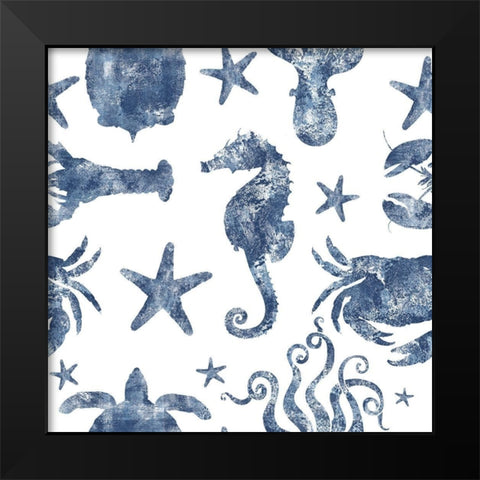 Marine Life Repeating Black Modern Wood Framed Art Print by Lavoie, Tina