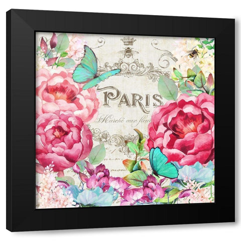 Paris Flower Market II Black Modern Wood Framed Art Print with Double Matting by Lavoie, Tina