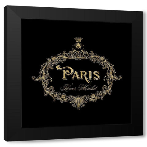 Paris Flower Market In Gold Black Modern Wood Framed Art Print with Double Matting by Lavoie, Tina