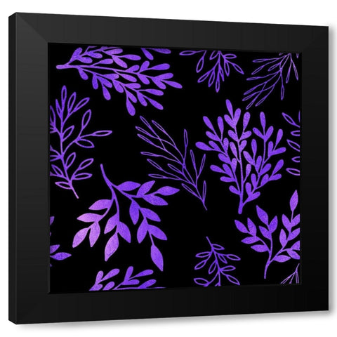 Purple Leaves Black Modern Wood Framed Art Print by Lavoie, Tina