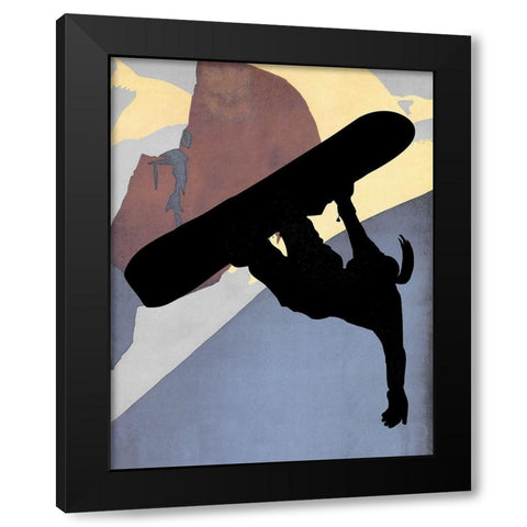 Snowboarding Betty Evening Light Black Modern Wood Framed Art Print with Double Matting by Lavoie, Tina