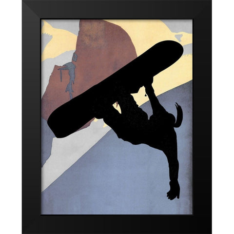 Snowboarding Betty Evening Light Black Modern Wood Framed Art Print by Lavoie, Tina