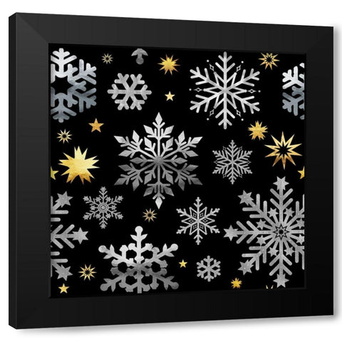 Park Avenue Snowflake Pattern Black Modern Wood Framed Art Print with Double Matting by Lavoie, Tina