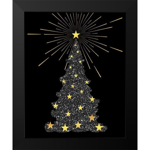 Park Avenue Starry Christmas Tree Black Modern Wood Framed Art Print by Lavoie, Tina