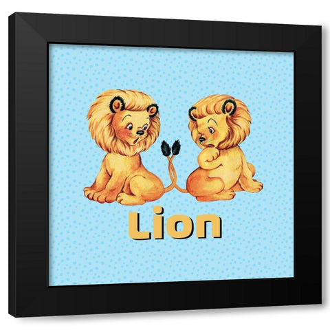 Cute Baby Lions Black Modern Wood Framed Art Print by Lavoie, Tina