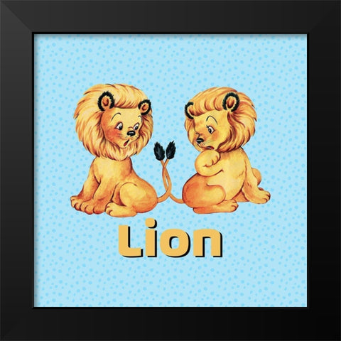 Cute Baby Lions Black Modern Wood Framed Art Print by Lavoie, Tina