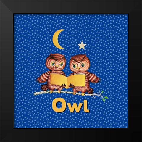 Cute Baby Owls Black Modern Wood Framed Art Print by Lavoie, Tina