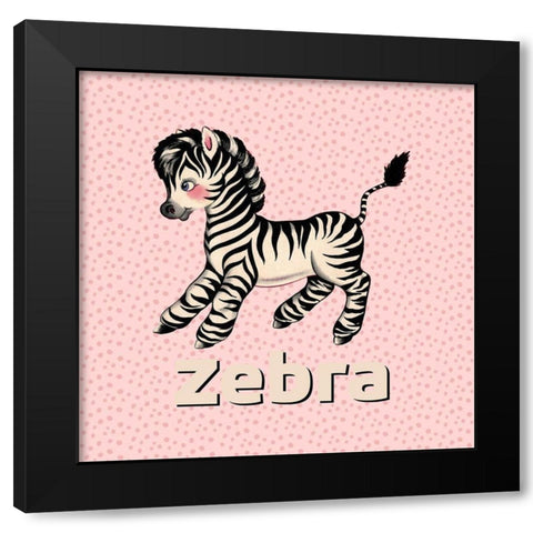Cute Baby Zebra Black Modern Wood Framed Art Print by Lavoie, Tina