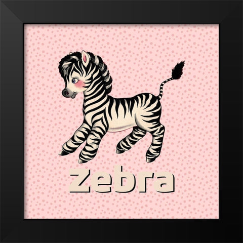 Cute Baby Zebra Black Modern Wood Framed Art Print by Lavoie, Tina