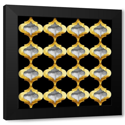 Alhambra Arabesque Quatrefoil Black Modern Wood Framed Art Print with Double Matting by Lavoie, Tina