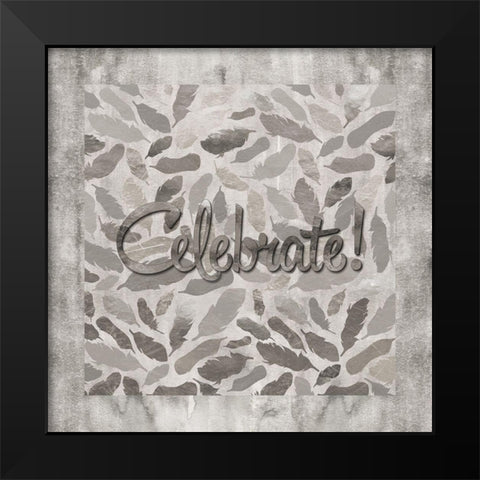 Gray Feathers Celebrate Black Modern Wood Framed Art Print by Lavoie, Tina