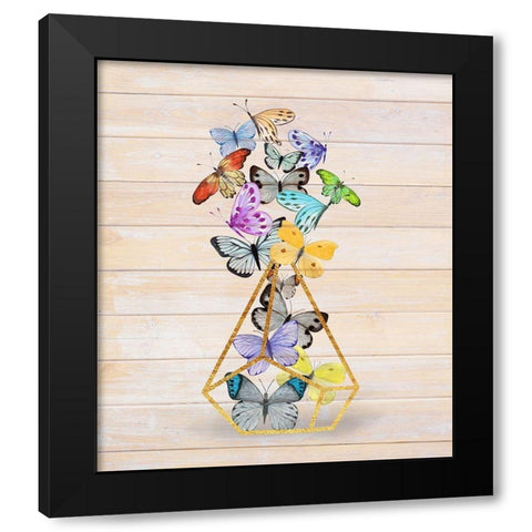 Rustic Butterfly Terrarium Black Modern Wood Framed Art Print by Lavoie, Tina