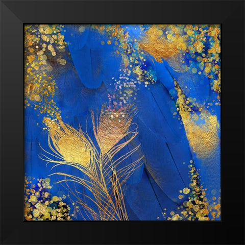 Floral Feathers Black Modern Wood Framed Art Print by Lavoie, Tina