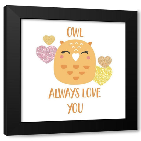 Owl Always Love You Black Modern Wood Framed Art Print with Double Matting by Lavoie, Tina