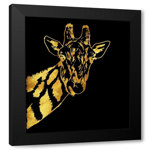 Golden Giraffe Black Modern Wood Framed Art Print with Double Matting by Lavoie, Tina