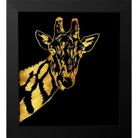 Golden Giraffe Black Modern Wood Framed Art Print by Lavoie, Tina