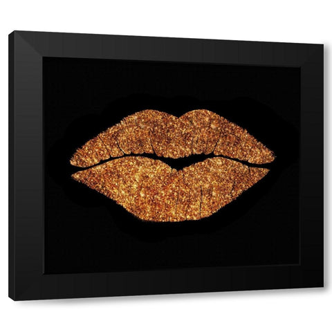 Copper Glitter Kiss Black Modern Wood Framed Art Print by Lavoie, Tina