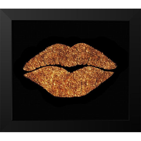 Copper Glitter Kiss Black Modern Wood Framed Art Print by Lavoie, Tina