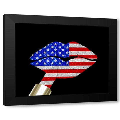 Patriotic Lips I Black Modern Wood Framed Art Print by Lavoie, Tina