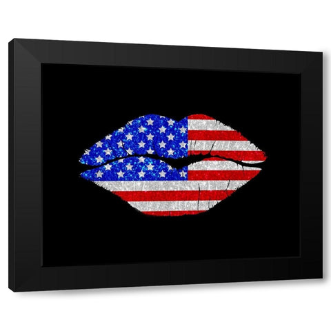 Patriotic Lips II Black Modern Wood Framed Art Print by Lavoie, Tina