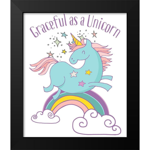 Graceful As A Unicorn Tee Black Modern Wood Framed Art Print by Lavoie, Tina