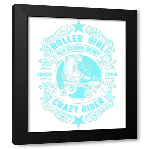 Roller Girl Aqua Tee Black Modern Wood Framed Art Print with Double Matting by Lavoie, Tina