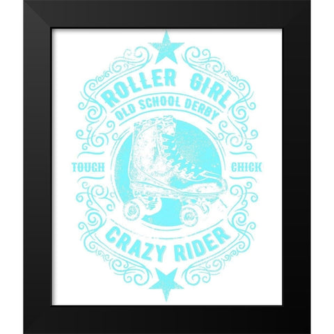 Roller Girl Aqua Tee Black Modern Wood Framed Art Print by Lavoie, Tina