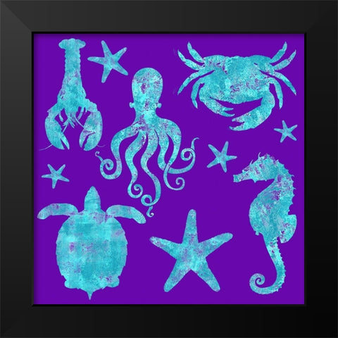 Sponge Marine Life Grouping Black Modern Wood Framed Art Print by Lavoie, Tina