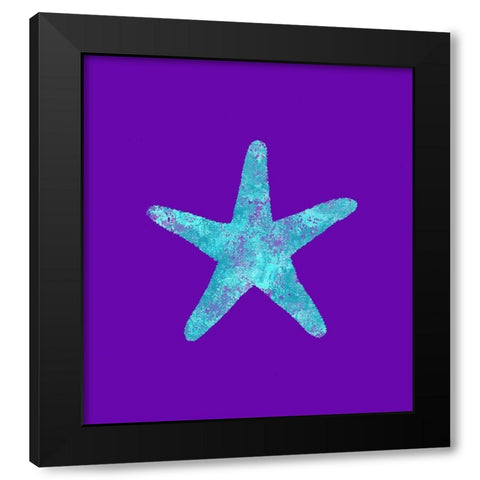 Sponge Sea Star Aqua Black Modern Wood Framed Art Print with Double Matting by Lavoie, Tina