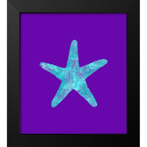 Sponge Sea Star Aqua Black Modern Wood Framed Art Print by Lavoie, Tina