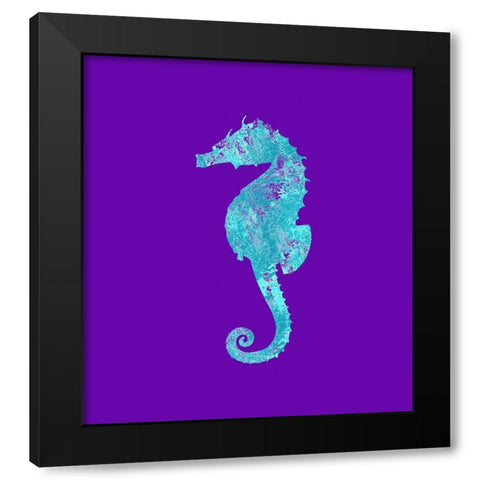 Sponge Seahorse Aqua Black Modern Wood Framed Art Print by Lavoie, Tina