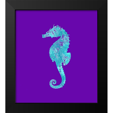 Sponge Seahorse Aqua Black Modern Wood Framed Art Print by Lavoie, Tina