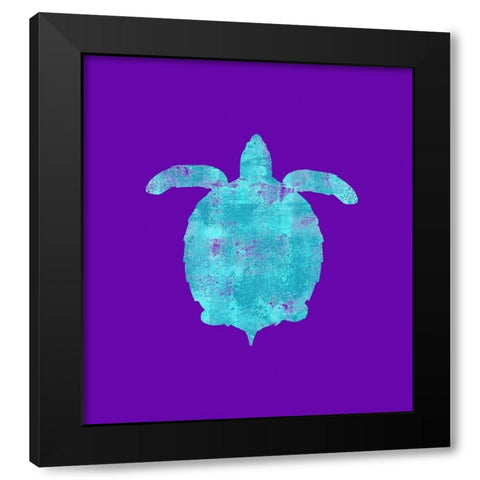 Sponge Turtle Aqua Black Modern Wood Framed Art Print with Double Matting by Lavoie, Tina