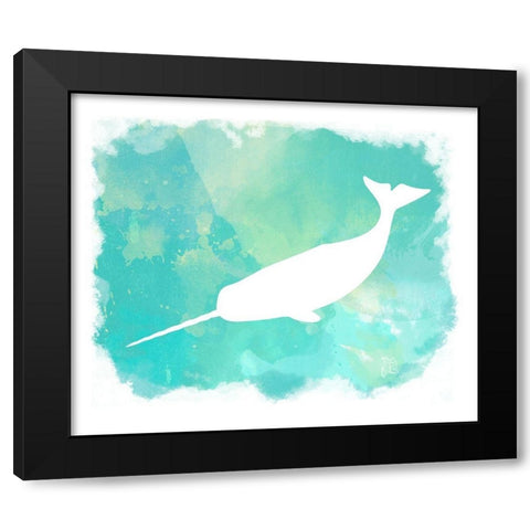 Heart of the Sea Narwhal Black Modern Wood Framed Art Print with Double Matting by Lavoie, Tina