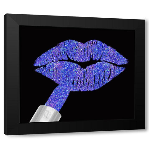Iridescent Glitter Lips Purple Black Modern Wood Framed Art Print with Double Matting by Lavoie, Tina