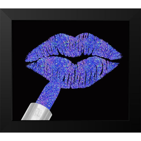Iridescent Glitter Lips Purple Black Modern Wood Framed Art Print by Lavoie, Tina