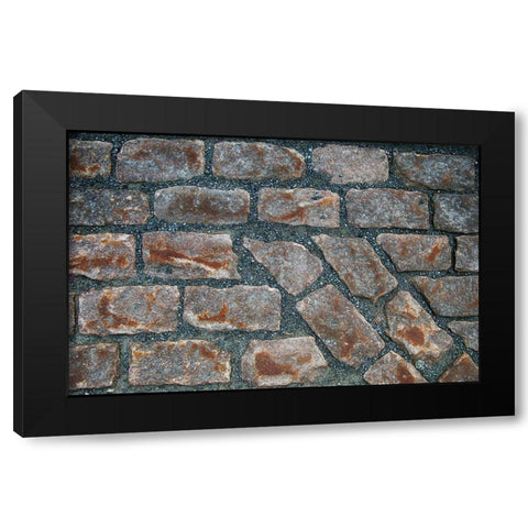 Old Montreal Cobblestones 01 Black Modern Wood Framed Art Print with Double Matting by Lavoie, Tina
