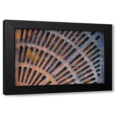 Old Montreal Metal Grate 01 Black Modern Wood Framed Art Print with Double Matting by Lavoie, Tina