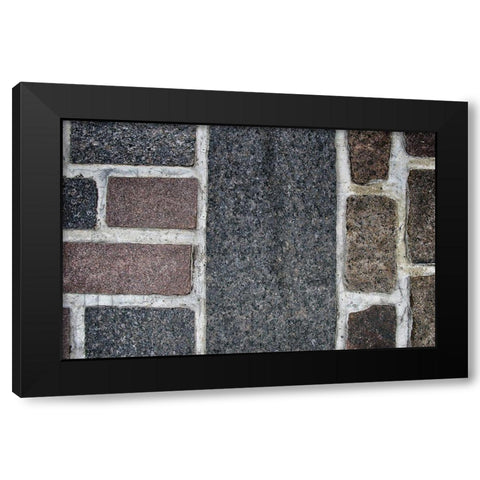 Old Montreal Cobblestone Walk 01 Black Modern Wood Framed Art Print with Double Matting by Lavoie, Tina