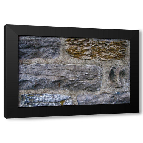 Old Montreal Ancient Wall Black Modern Wood Framed Art Print by Lavoie, Tina