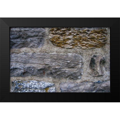 Old Montreal Ancient Wall Black Modern Wood Framed Art Print by Lavoie, Tina