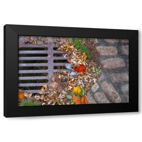 Old Montreal Metal Grate 03 Black Modern Wood Framed Art Print by Lavoie, Tina