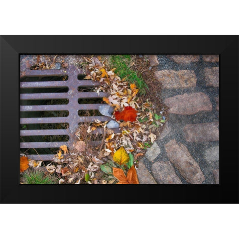 Old Montreal Metal Grate 03 Black Modern Wood Framed Art Print by Lavoie, Tina