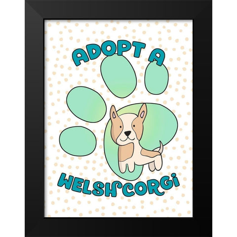 Adopt A Welsh Corgi Black Modern Wood Framed Art Print by Lavoie, Tina