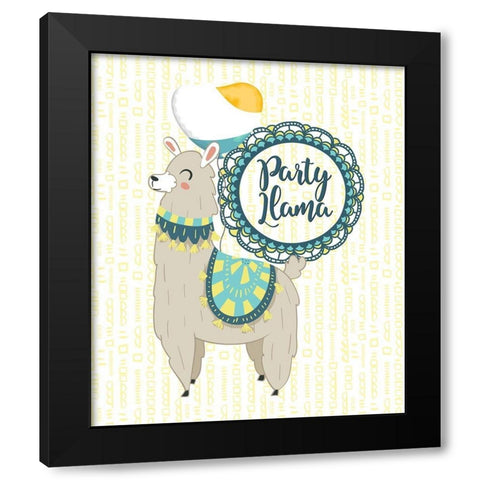 Party Llama Black Modern Wood Framed Art Print by Lavoie, Tina