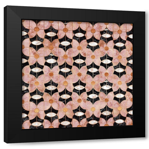 Art Deco Flowers Pattern Black Modern Wood Framed Art Print with Double Matting by Lavoie, Tina