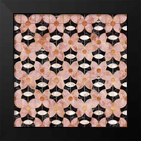 Art Deco Flowers Pattern Black Modern Wood Framed Art Print by Lavoie, Tina