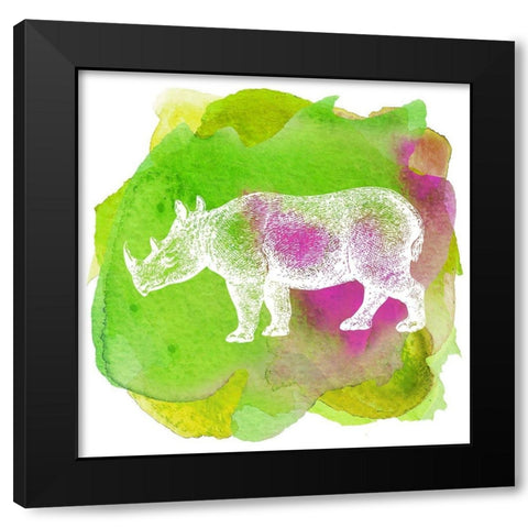 Color Spot Safari Animals Rhino Black Modern Wood Framed Art Print with Double Matting by Lavoie, Tina
